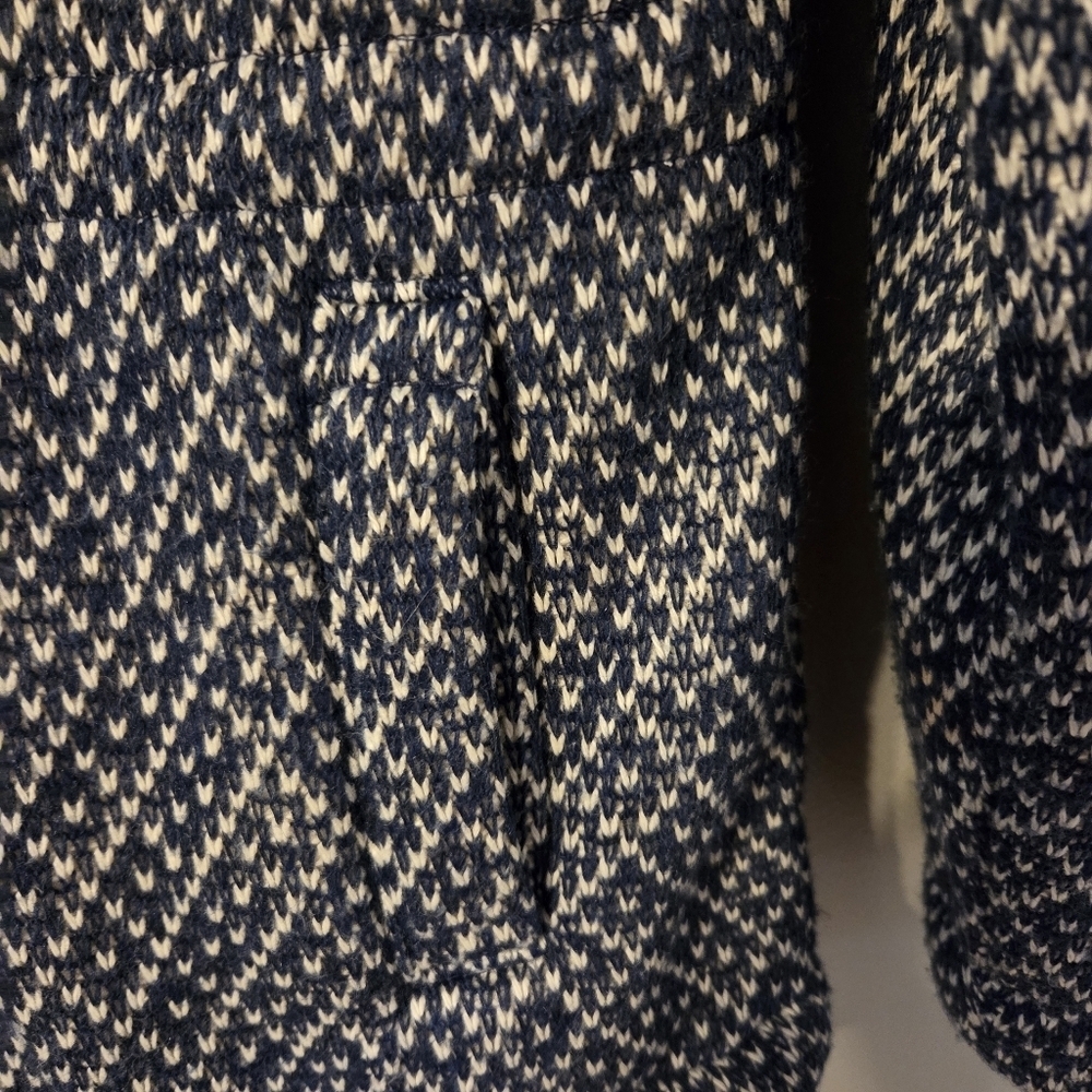 L.L.Bean Women’s Blue Diamond Jacquard Anorak Zip Up Sweater Jacket Sz Xs - Picture 4 of 9
